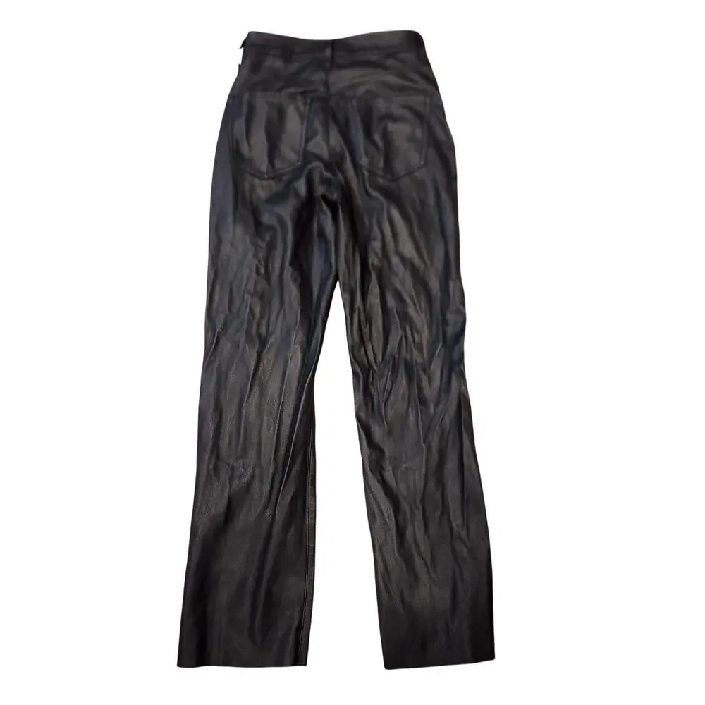 EUC Express Black Faux Leather Modern Straight Super High Rise Sz Xs‎